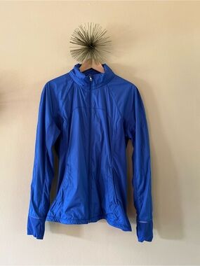 Lululemon Sapphire Blue Rush Hour Running Jacket w/ Stowable Hood - Size 12